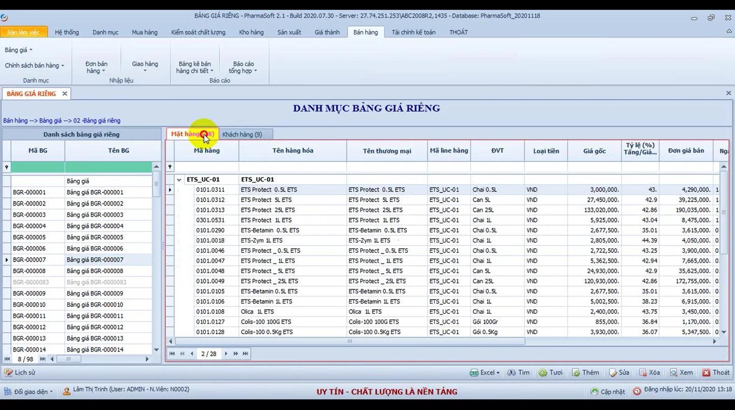 Private Price List Categories